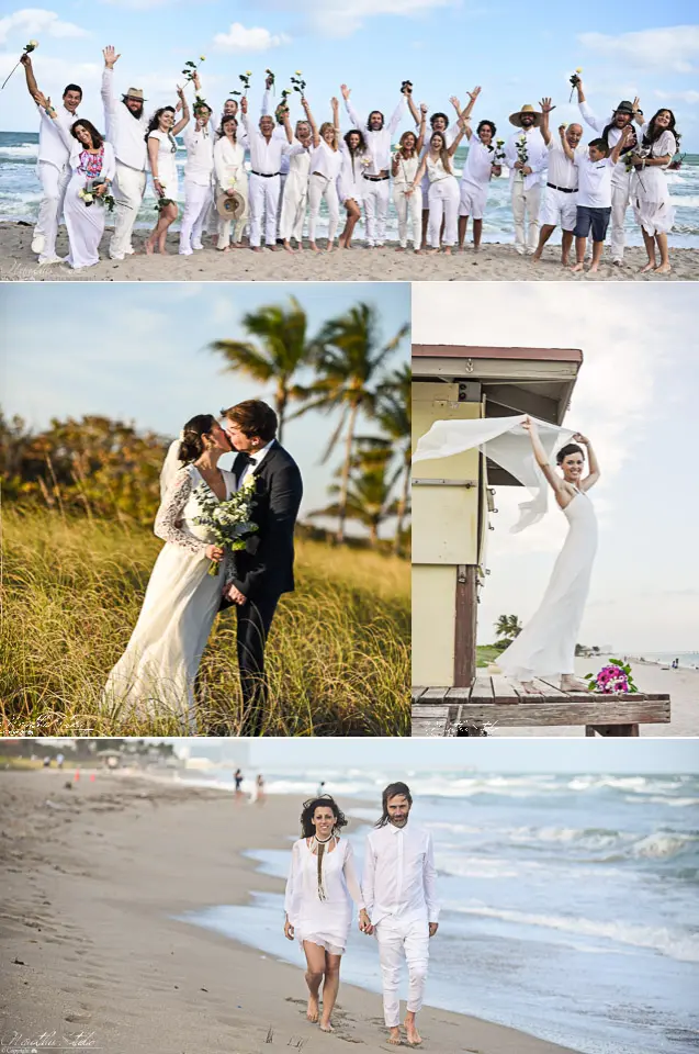 Fort Lauderdale Strandhochzeit Fotos zeigen Paare am Strand