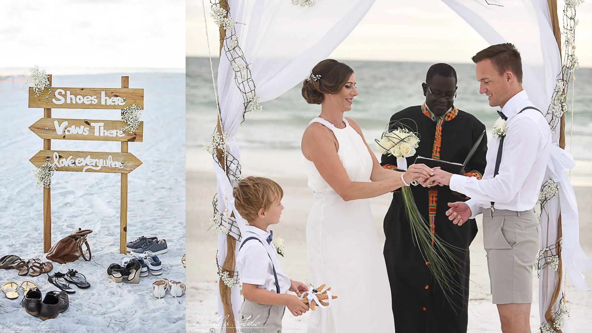 Boho Hochzeit in Florida Bild vom Brautpaar während Trauung