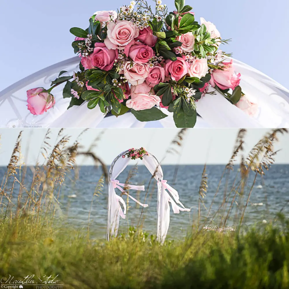 Boda romántica en la playa para dos, foto del arco de la boda