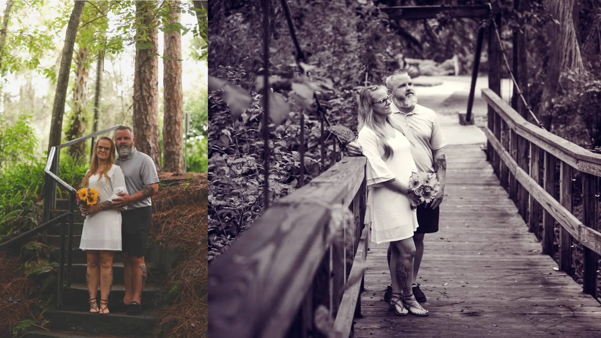 Paquete de boda Marion County Florida, foto de la novia y el novio en el jardín